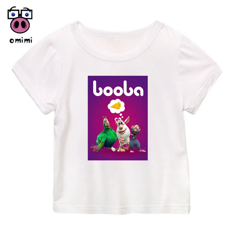 

Baby Clothes Booba Print Pattern T-shirt Boy and Girl Soft White T Shirt Toddler Summer Short Sleeve Tee Shirt