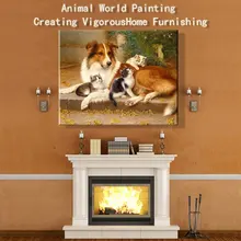 Краска по numbes художественная роспись по номерам крупного рогатого скота волк Лев лошадь собака Кот животных ручной DIY реализм, живопись маслом висит картина