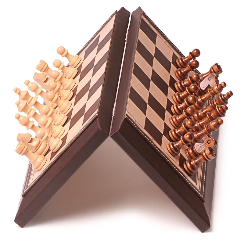 

BSTFAMLY chess set game, portable game of international chess, magnetic folding plastic chessboard wood chess pieces, LA38