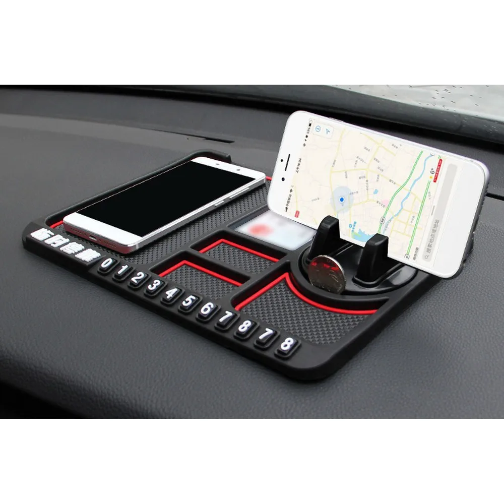 

Red Color Car Phone Holder Stand Universal Auto Bracket Car Parking Card Anti Slip Mat Car Dashboard Mount Holder