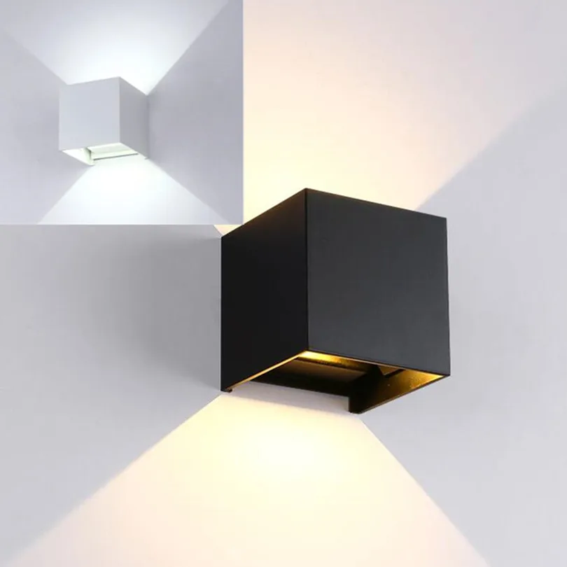 Водонепроницаемый 10 Вт 12 Вт светодиодный настенный светильник Внутреннее и наружное освещение современный короткий куб регулируемый COB светодиодный настенный светильник алюминиевый