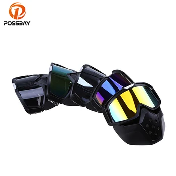 

POSSBAY Men Women Windproof Snowboard Goggles Ski Glasses Detachable Motorcycle Motocross Helemt With Face Mask Protection