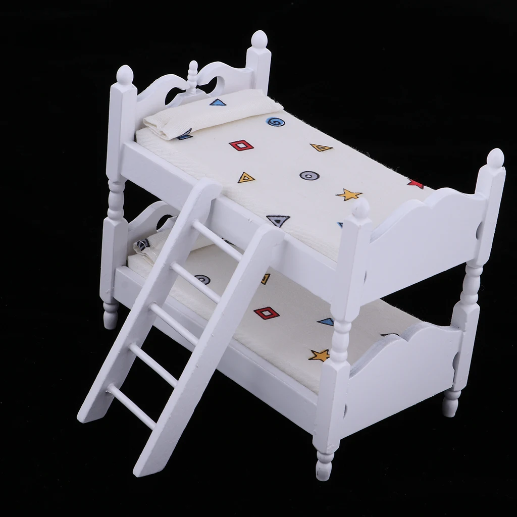 1/12 Scale Dollhouse Miniature Kids Bedroom Furniture Bunk Bed White