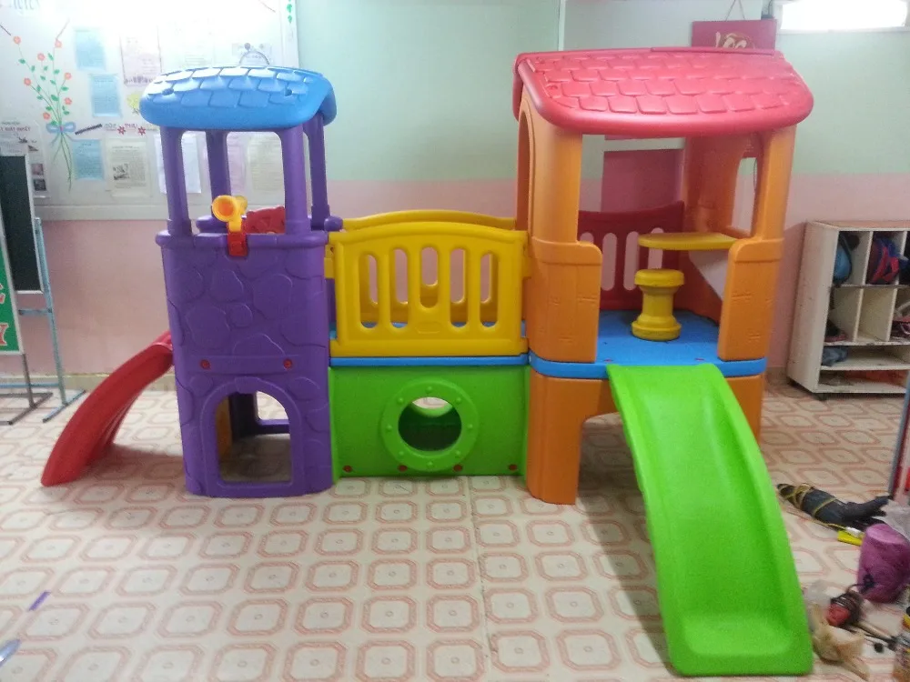 Bebé combinado diapositiva del patio interior niños playhouse plástico parque infantil al aire libre de diapositivas.jpg