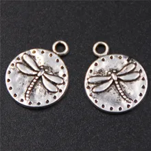 

20pcs Silver Plated Dragonfly Flying Charm Earrings Bracelet Pendants DIY Retro Metal Jewelry Handicraft Making 15*15mm A460