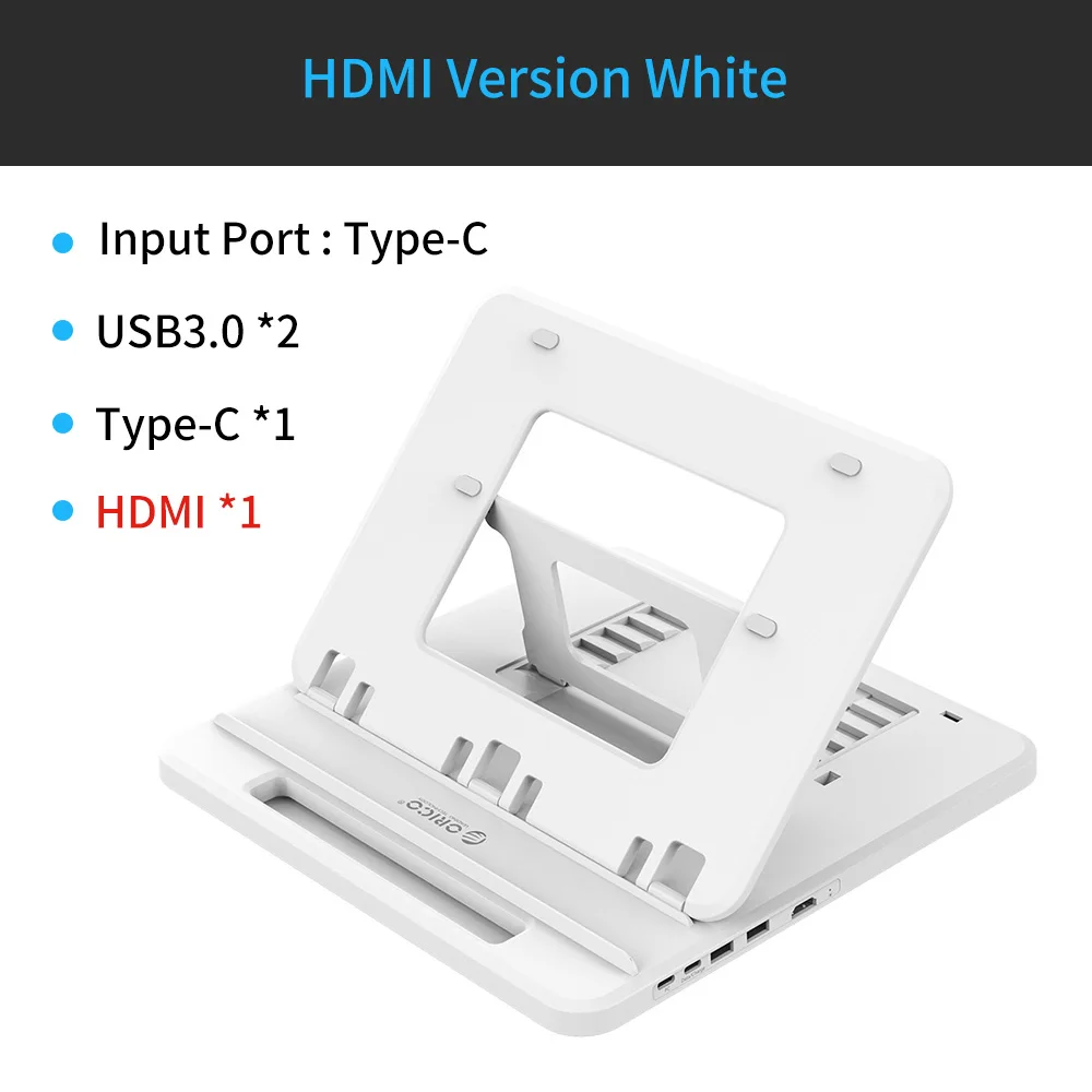 ORICO держатель для ноутбука USB-C-HDMI PD USB 3,0 концентратор SD/TF порты 7 углов Регулируемый Противоскользящий силиконовый полый теплоотвод - Цвет: HDMI Model White