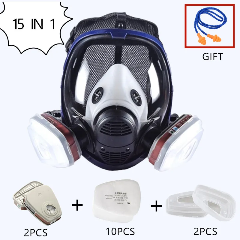

Full Face-piece Gas Mask Suits 6800 Spherical Respirator Dual Chemical Carbon Filter Cartridge Same For 3M 6800 Protective Mask