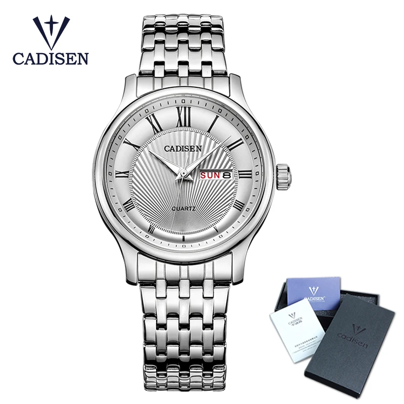 

CADISEN Top Mens Watch Business Fashion Simple Water Resistant Week Display Calendar Analogue Wrist Watch Relogio Masculino