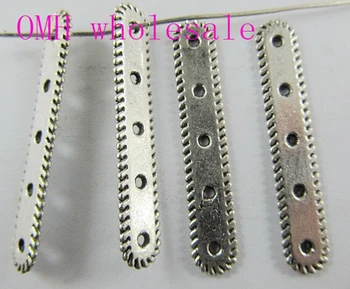 

OMH wholesale 50g 35pcs 36x7mm Retro Tibetan silver Jewelry accessories Zinc alloy flowers oval space Porous connectors PJ146