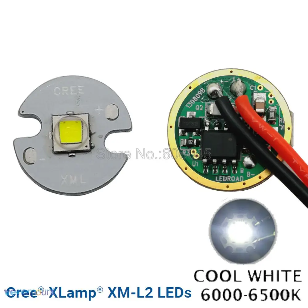 Cree XML2 XM-L2 T6 10 Вт Высокая мощность светодиодный излучатель холодный белый нейтральный белый теплый белый 16 мм 20 мм белый PCB+ DC3.7V 2A Диммируемый драйвер - Испускаемый цвет: Cool White 16mm