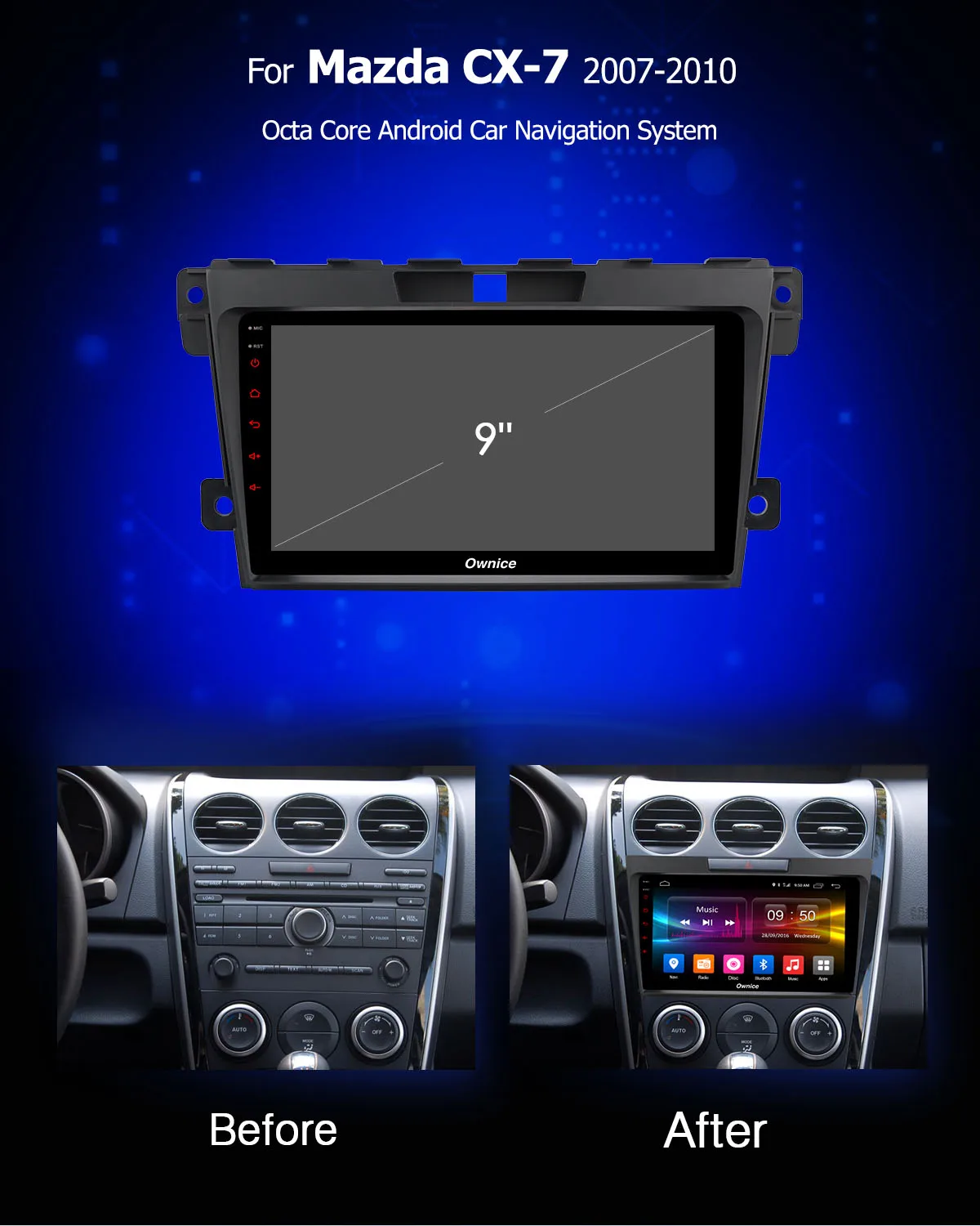 Cheap Ownice K3 K5 K6 Android 9.0 2 din Car DVD radio stereo multimedia Player For Mazda CX7 CX-7 CX 7 2007 - 2010 headunit GPS navi 1