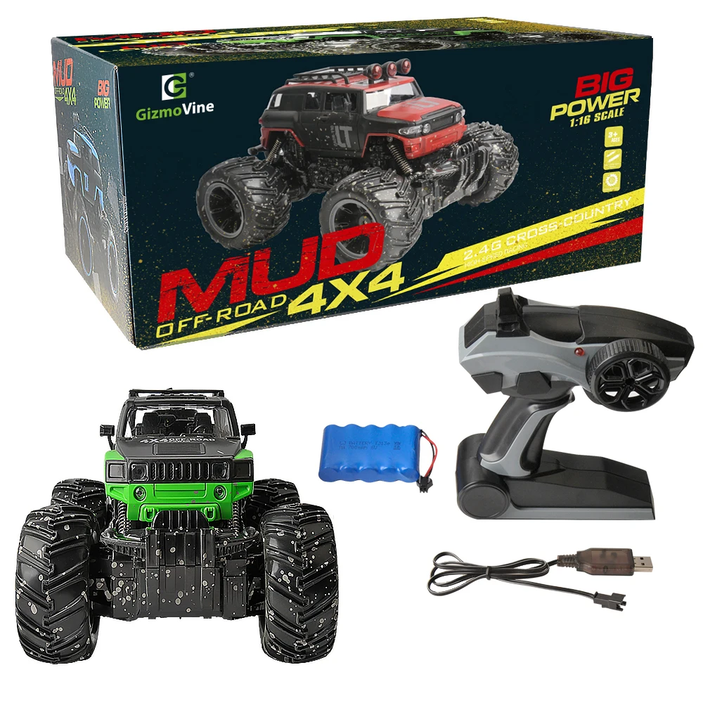 GizmoVine RC автомобилей 2,4 ГГц 1/16 RC байк 2 колеса Рок Гусеничный ралли Bigfoot автомобилей Off- внедорожник дистанционного управления автомобилем