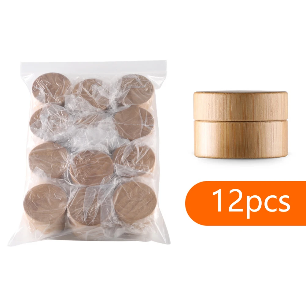 

12pcs Wear Resistant Facial Cream Jar Natural Bamboo DIY Mini Storage Box Eco-friendly Cosmetic Mask Reusable Tasteless Travel