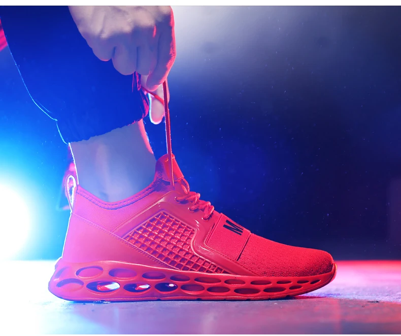 Дышащие кроссовки для мужчин; черно-белая спортивная обувь; мужские кроссовки; Zapatos corrientes de verano; Цвет Красный; chaussure homme de marque