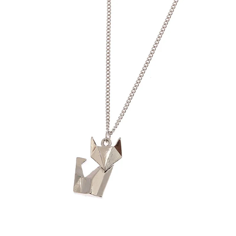 

Animal Necklace Geometry Stereo Origami The Fox Cat Pegasus Rabbit Fashion Short Necklace Collarbone Chain
