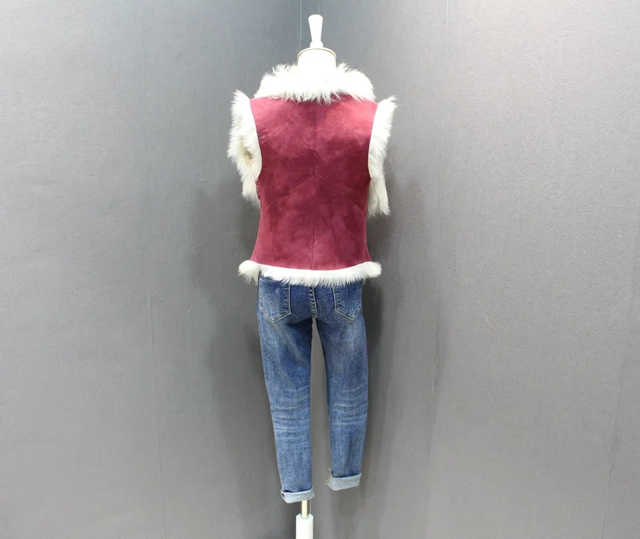 ladies genuine leather and sheep fur waistcoat (11)