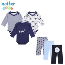 6 шт./лот, Одежда для новорожденных и малышей 0-12 лет, осенне-весенний Детский комбинезон+ штаны для малышей, комплекты одежды для малышей