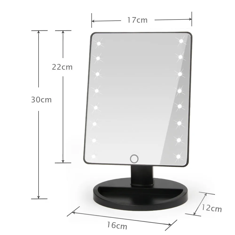 LED Touch Screen Bathroom Mirror Lights Professional Vanity Mirror Luminous Beauty Cosmetic Lamp 16/22 LED Adjustable Support