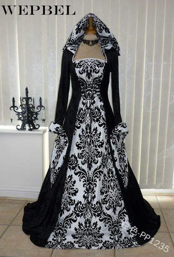 WEPBEL, винтажное, стильное, готическое платье, длина до пола, женское, готическое, макси платье, Хэллоуин, косплей, платья, ретро, длинное, средневековое платье