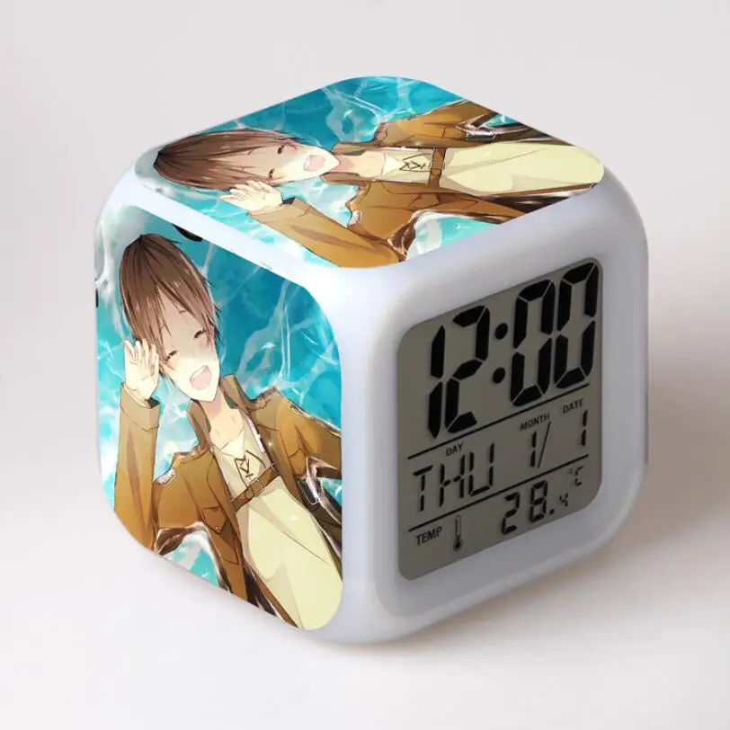

Anime Attack On Titan Action Figures LED 7 Colors Change Touch Light Alarm Desk Watch Boys Girls Toys #3832