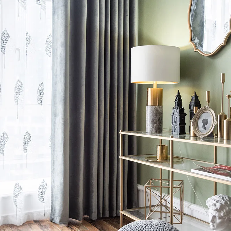Estilo nórdico Color sólido 90% apagón Cortinas de terciopelo marrón Cortinas de tela para sala de estar dormitorio cocina Cortinas