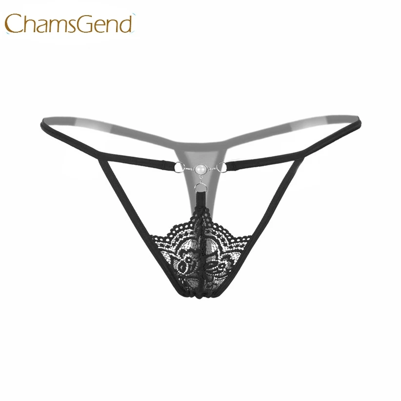 

Chamsgend Brief Drop Shipping Women Sexy Low Waist Seamless Lace G-String Pearl Lingerie Briefs Panty 170619