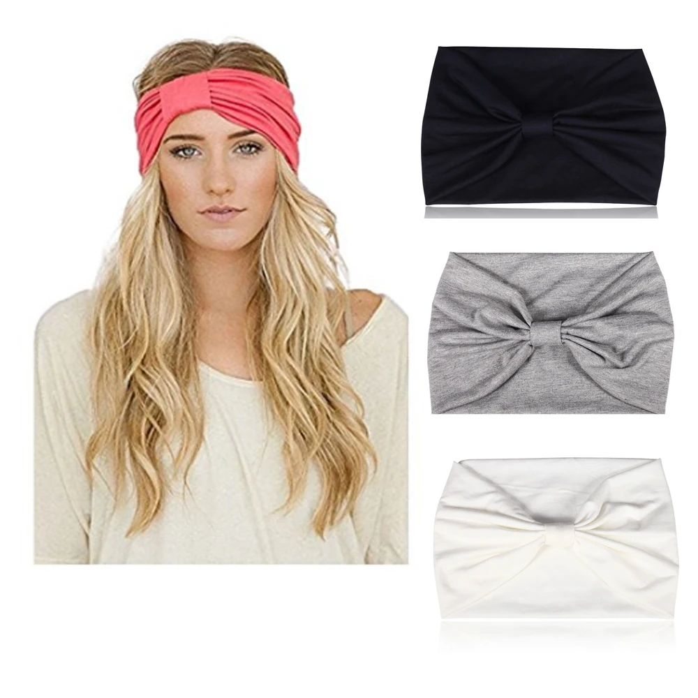 

2018 Simple Style Women Headband Floral Wide Stretch Hair Band Elastic Turban Floral Twisted Hairbands Hair Accessories