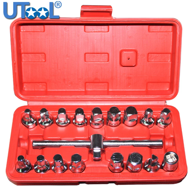 

19pc Oil Drain Plug Key Set, Suitable for Gear Boxes and Back Axle