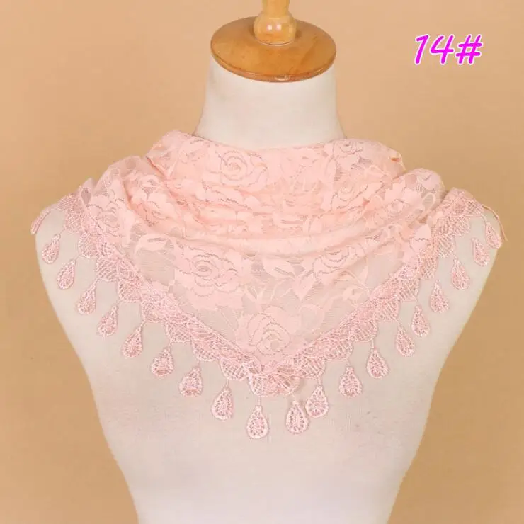Весенний женский кружевной шарф дамский платок полый треугольный шарф женские шали и шарфы с кисточками - Цвет: Color14