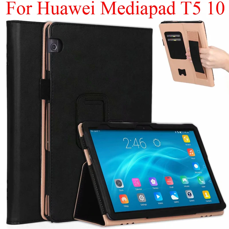 Чехол с ручным ремнем для Huawei Mediapad T5 10 1 чехол сумка отделениями карт AGS2-W09 AGS2-L09 Fundas