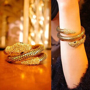 

Hiphop Steampunk Personalized snake cuff bracelets bangles/korean luxury strass pulsera mujer/pulseiras femininas/brazalete/gift