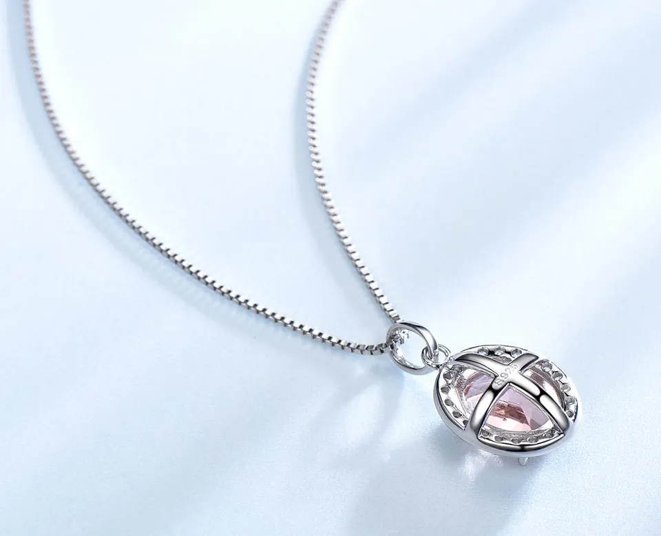 UMCHO Роскошный розовый сапфир кулон из морганита для женщин Настоящее 925 пробы серебряные ожерелья звено цепи ювелирные изделия обручение подарок