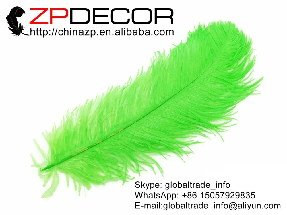 Ostrich Feathers, 10 Pieces - 17-19 LIME GREEN Ostrich Drab Feathers  14934