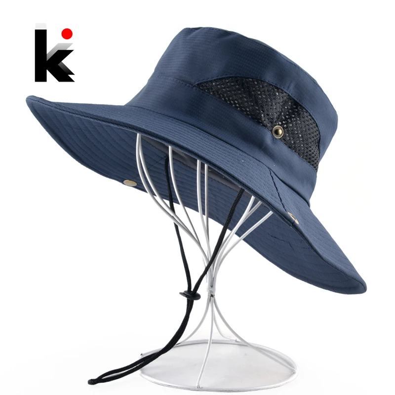 

Wide Brim Breathable Beach Hat For Men Bob Women Outdoor Casual Fishing Hiking Sun-proof Caps Male Solid color Boonie Bucket Hat