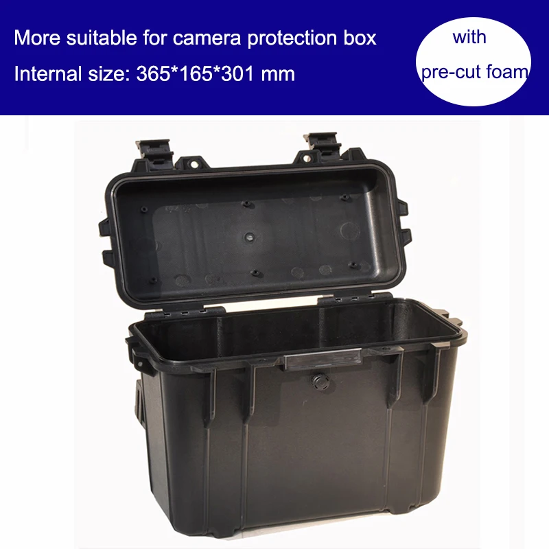 

camera protection box bin toolbox Impact resistant sealed waterproof safety case 365x165x301mm tool equipment with pre-cut foam