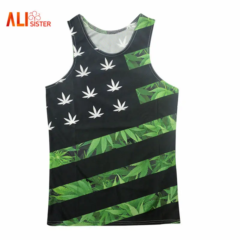 Buy Alisister Harajuku Style Men/women's Tank Tops 3d Print Weed Leaf Floral