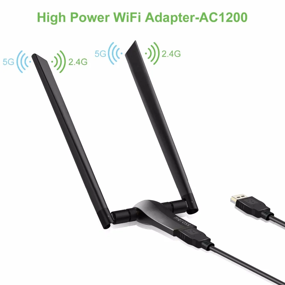 1200Mbps Wireless Adapter 802.11ac 2.4GHz/5GHz Dual Band WiFi USB