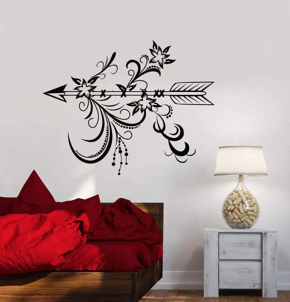 

Vinyl wall decal arrow bedroom living room home decor art mural wallpaper with flower ethnic style bedroom decorationstickerWS14