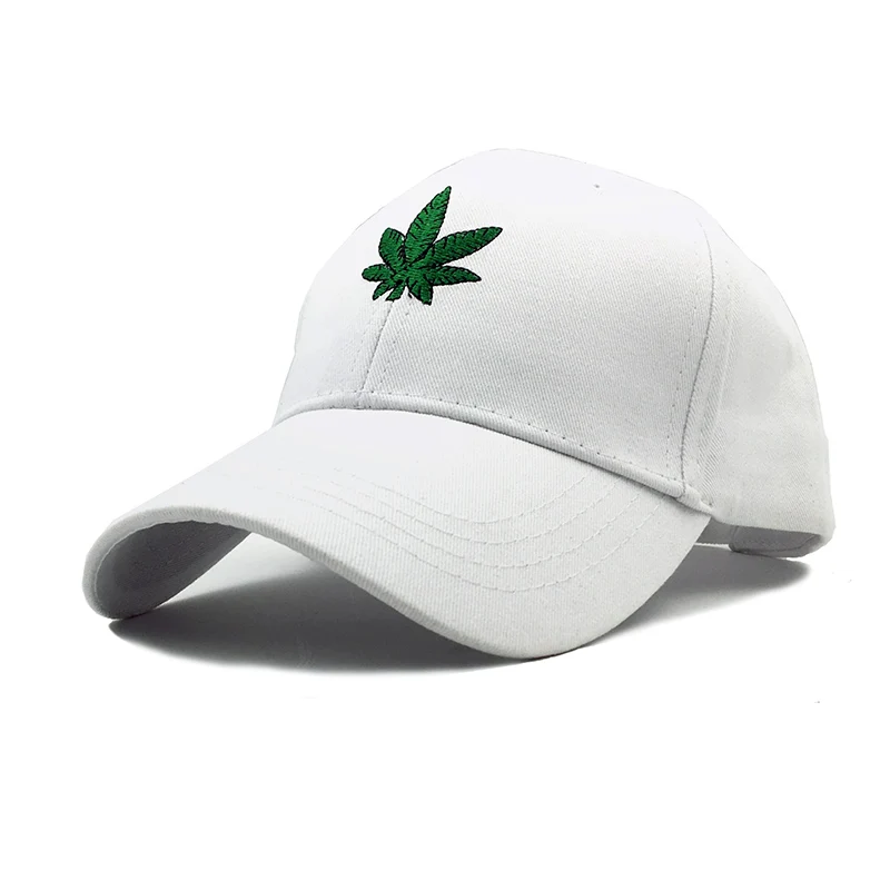 Новинка, модная белая кепка с вышитыми сорняками, кленовый лист, Snapback, головные уборы для мужчин и женщин, хлопковая бейсбольная кепка Swag в стиле хип-хоп s