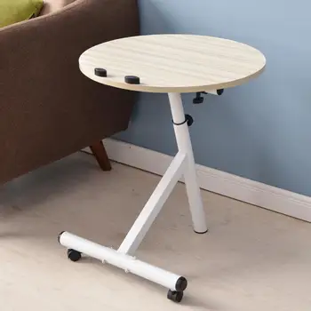 

1Modern Movable Lift Desk Angle and Height Adjustable Tea Table Round Bed Sofa Side Table Desk with Locking Universal Wheels