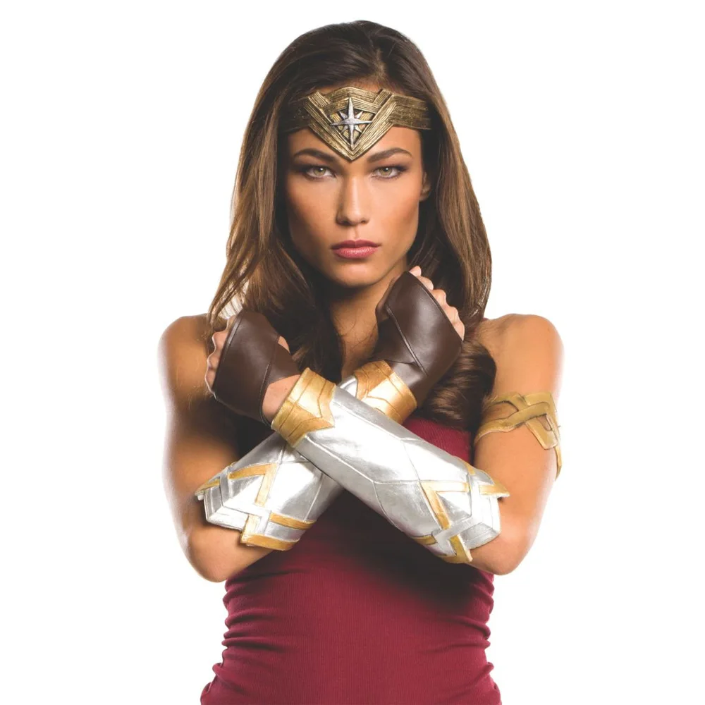 

Wonder Woman Cosplay Armband Gauntlet and Tiara Headband Crown Wrist Superhero Accessories Halloween Carnival Prop