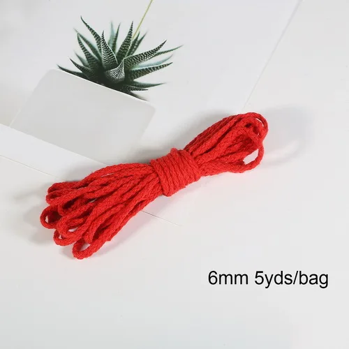 5 ярдов хлопковое плетение из веревок декоративный витой шнур веревка для украшения ручной работы шнурок для рукоделия моток веревки - Цвет: Red