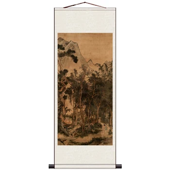 

#011 Tang Bohu Tangyin Landscape Figure Painting Scroll Painting Ancient Calligraphy Decorative Painting Silk Painting