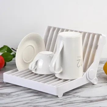 

Kitchen Accessories White Color Folding Plate Draining Rack Dish Storage Rack Dish Drying Rack Kitchen Organizer#4