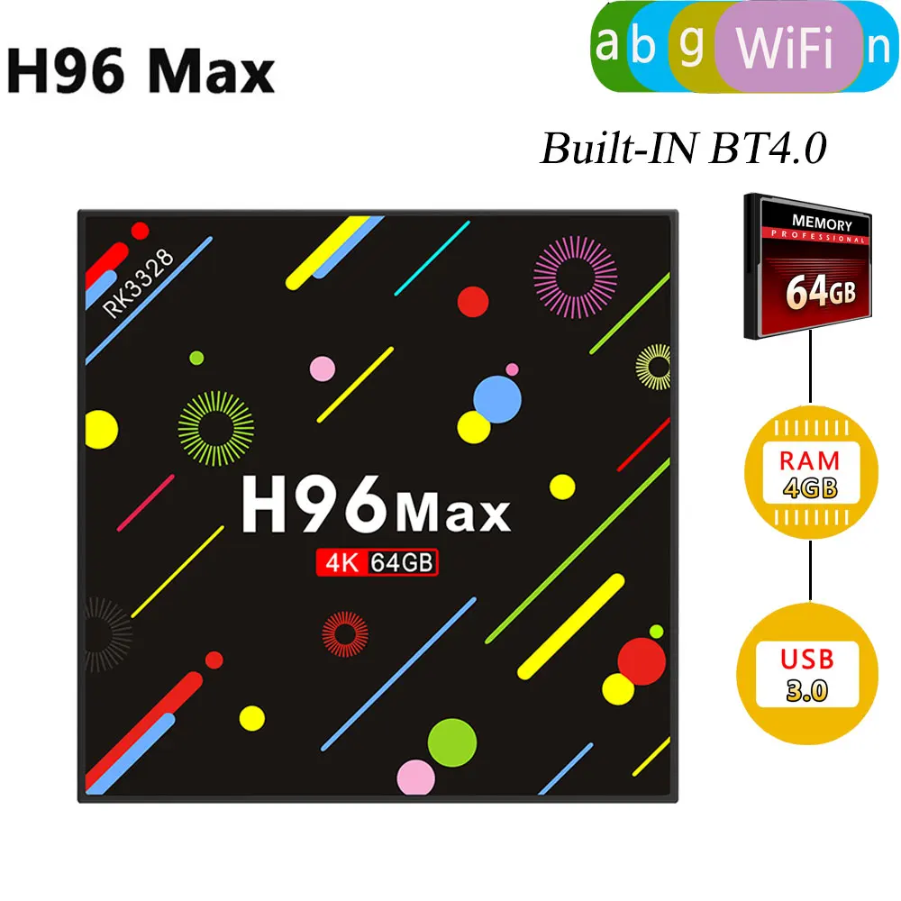 

H96 MAX H2 Android 7.1 smart TV box Chipset RK3328 Quad-core 4GB RAM 64 ROM Suppot H.265 WiFi 2.4/5G 4k set top box pk m8s pro w