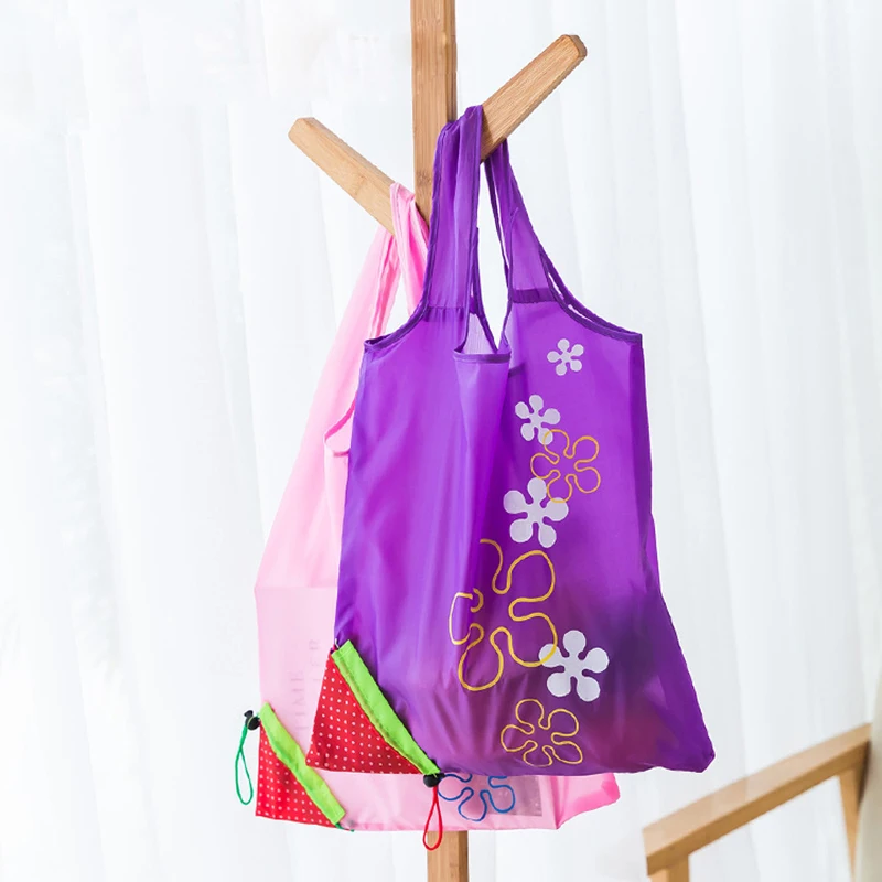 Складная сумка для покупок с цветочным рисунком, Прямая поставка, Многоразовые водонепроницаемые пылезащитные нейлоновые большие сумки для хранения клубники