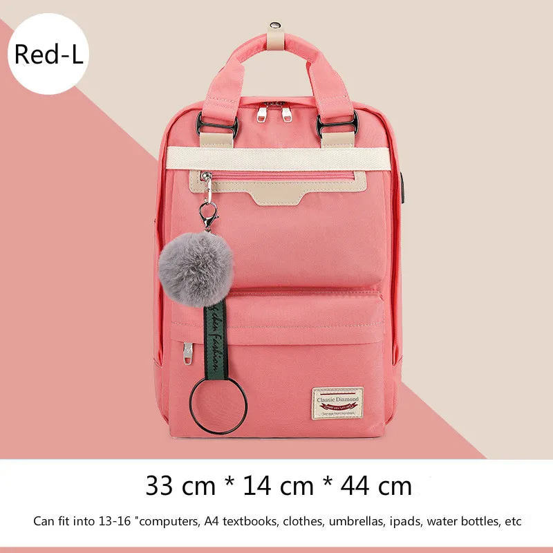 Red-L Новинка, водонепроницаемый нейлоновый детский рюкзак, дорожные наплечные рюкзаки для девушек и студентов средней школы, детские школьные сумки, женская сумка - Цвет: Red-L