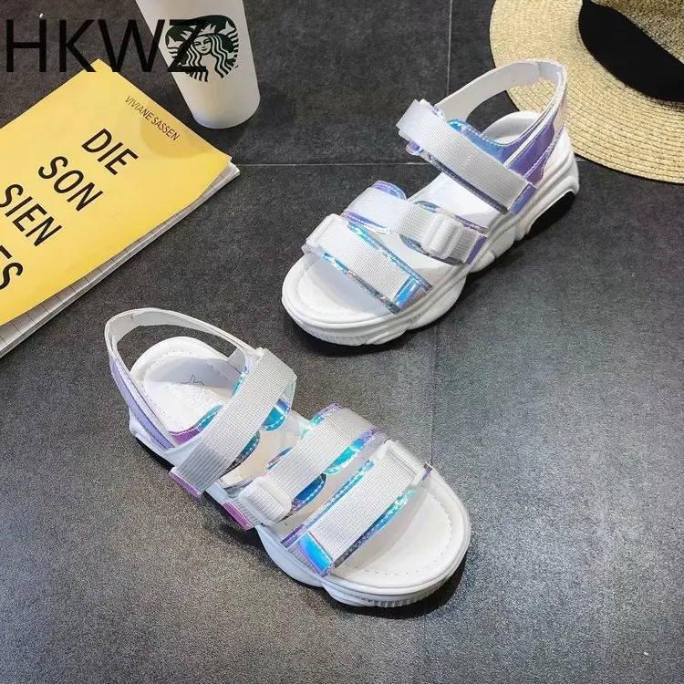 

Youth sports sandals women super fire thick bottom wild 2019 summer new Korean students fashion beach Roman shoes