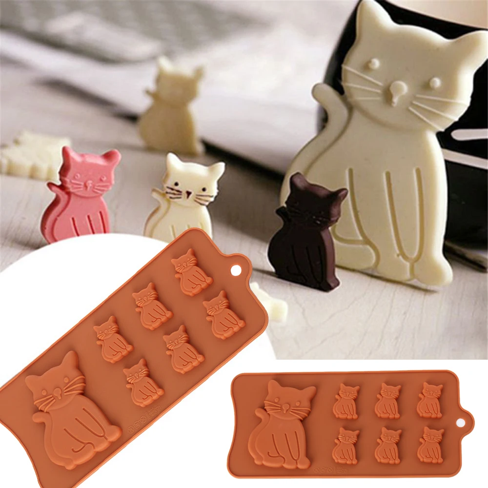 

1Pc New Lovely Cat Kitten Shape Silicone Chocolate Mold Pastry Baking Tray Sugar Fondant Cake Mold Baking Tools