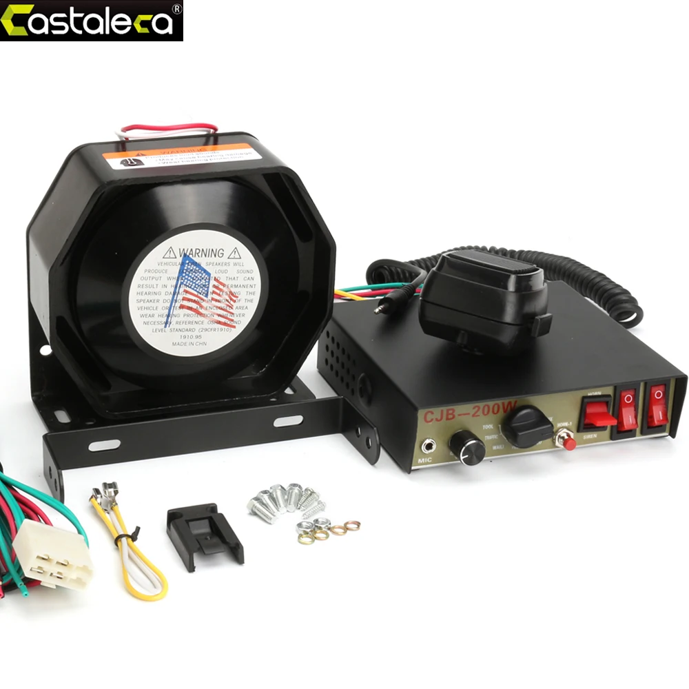Best Price 1qxlm LARATH Sirena di Allarme Auto amplificatore 200 w 8 Sound Speaker Police Fire Sirena Corno Con PA MICROFONO Modulo di Sistema Anti  furto del dispositivo nero